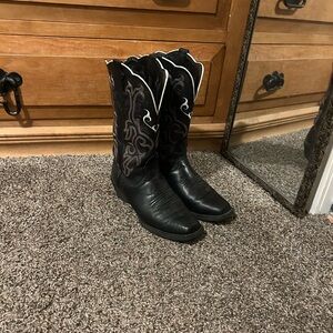 Justin Black and Purple Western Boots